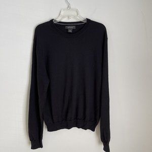 Bloomingdales The Mens Store Black 100% Merino Wool Pullover Sweater
